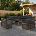 vidaXL Tuinbank Set 13 st Zwart en Crème Wit poly rattan