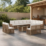 vidaXL Tuinbank Set 13 st Zwart en Crème Wit poly rattan