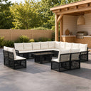 vidaXL Tuinbank Set 14 st Zwart en Crème Wit poly rattan