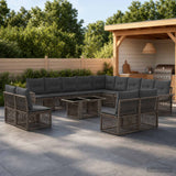 vidaXL Tuinbank Set 14 st Zwart en Crème Wit poly rattan