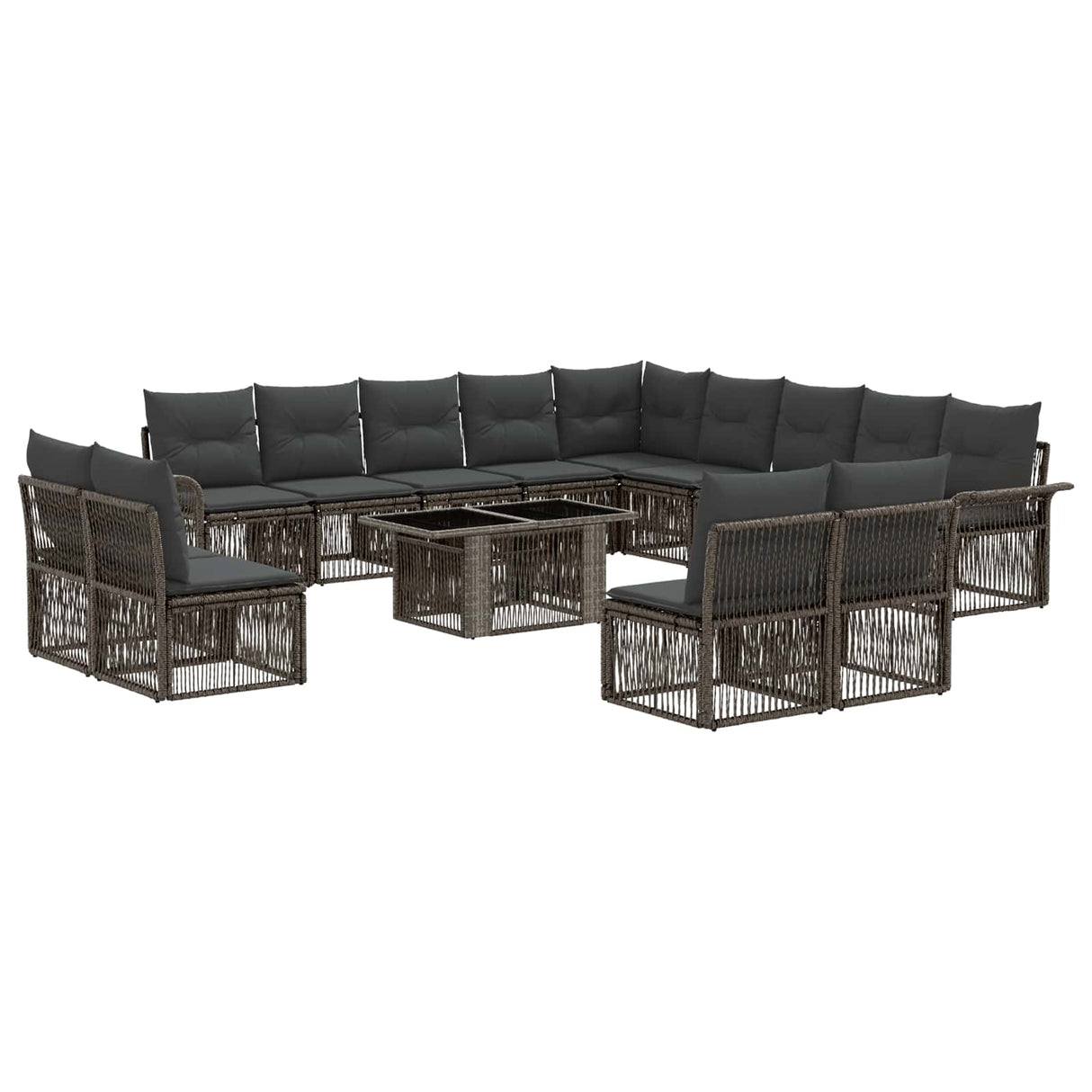 vidaXL Tuinbank Set 14 st Zwart en Crème Wit poly rattan