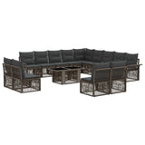 vidaXL Tuinbank Set 14 st Zwart en Crème Wit poly rattan