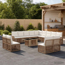 vidaXL Tuinbank Set 14 st Zwart en Crème Wit poly rattan