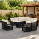 vidaXL Tuinbank Set 12 st Zwart en Crème Wit poly rattan
