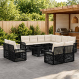 vidaXL Tuinbank Set 12 st Zwart en Crème Wit poly rattan