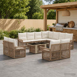 vidaXL Tuinbank Set 12 st Zwart en Crème Wit poly rattan