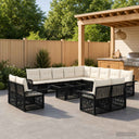 vidaXL Tuinbank Set 14 st Zwart en Crème Wit poly rattan