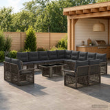 vidaXL Tuinbank Set 14 st Zwart en Crème Wit poly rattan