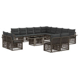 vidaXL Tuinbank Set 14 st Zwart en Crème Wit poly rattan