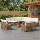 vidaXL Tuinbank Set 14 st Zwart en Crème Wit poly rattan