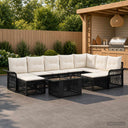 vidaXL Tuinbank Set 10 st Zwart en Crème Wit poly rattan