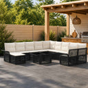 vidaXL Tuinbank Set 12 st Zwart en Crème Wit poly rattan