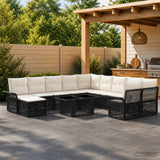 vidaXL Tuinbank Set 12 st Zwart en Crème Wit poly rattan