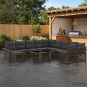 vidaXL Tuinbank Set 12 st Zwart en Crème Wit poly rattan