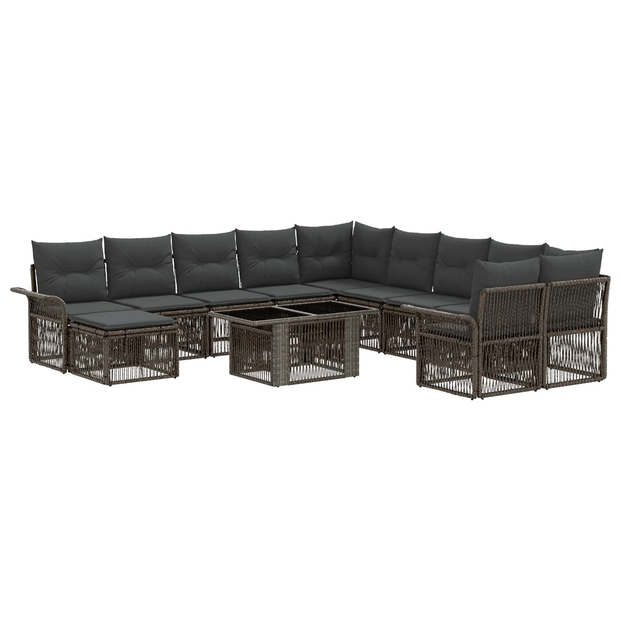 vidaXL Tuinbank Set 12 st Zwart en Crème Wit poly rattan