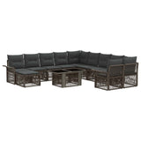 vidaXL Tuinbank Set 12 st Zwart en Crème Wit poly rattan