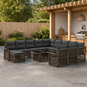 vidaXL Tuinbank Set 13 st Zwart en Crème Wit poly rattan