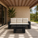 vidaXL Tuinbank Set 4 st Zwart en Crème Wit poly rattan