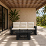 vidaXL Tuinbank Set 4 st Zwart en Crème Wit poly rattan