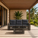 vidaXL Tuinbank Set 4 st Zwart en Crème Wit poly rattan