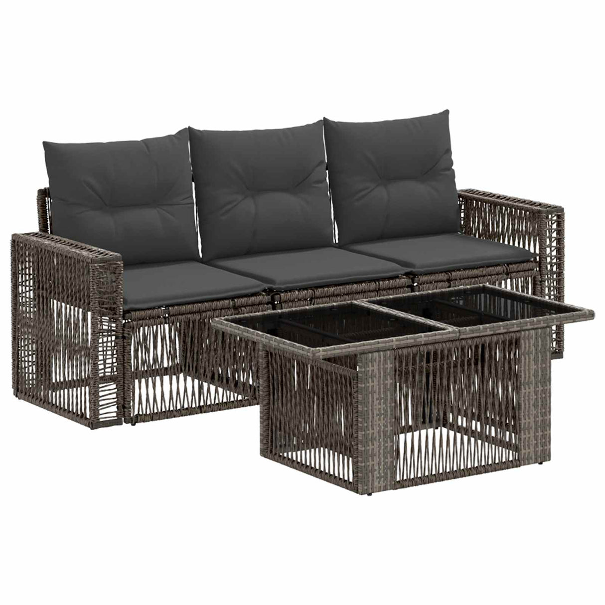 vidaXL Tuinbank Set 4 st Zwart en Crème Wit poly rattan
