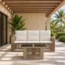 vidaXL Tuinbank Set 4 st Zwart en Crème Wit poly rattan