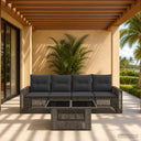 vidaXL Tuinbank Set 5 st Zwart en Crème Wit poly rattan