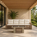 vidaXL Tuinbank Set 5 st Zwart en Crème Wit poly rattan