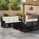 vidaXL Tuinbank Set 6 st Zwart en Crème Wit poly rattan