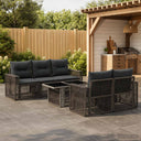 vidaXL Tuinbank Set 6 st Zwart en Crème Wit poly rattan
