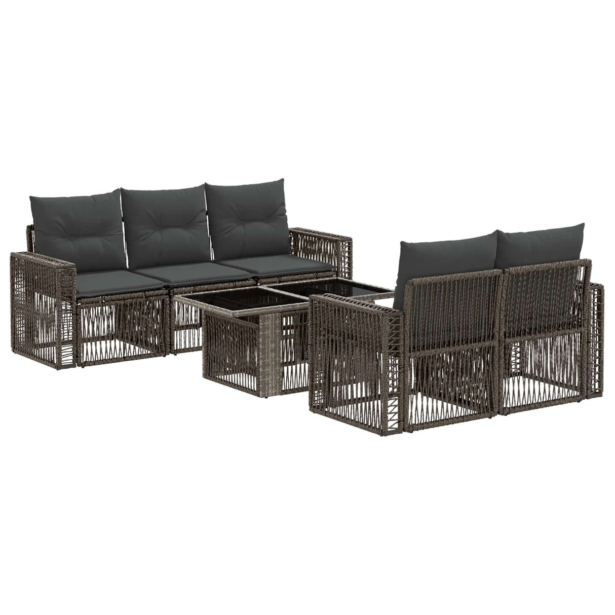 vidaXL Tuinbank Set 6 st Zwart en Crème Wit poly rattan