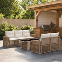vidaXL Tuinbank Set 6 st Zwart en Crème Wit poly rattan