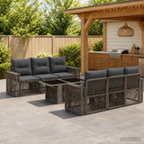 vidaXL Garden Sofa Set 7 pcs Black and Cream White Poly Rattan