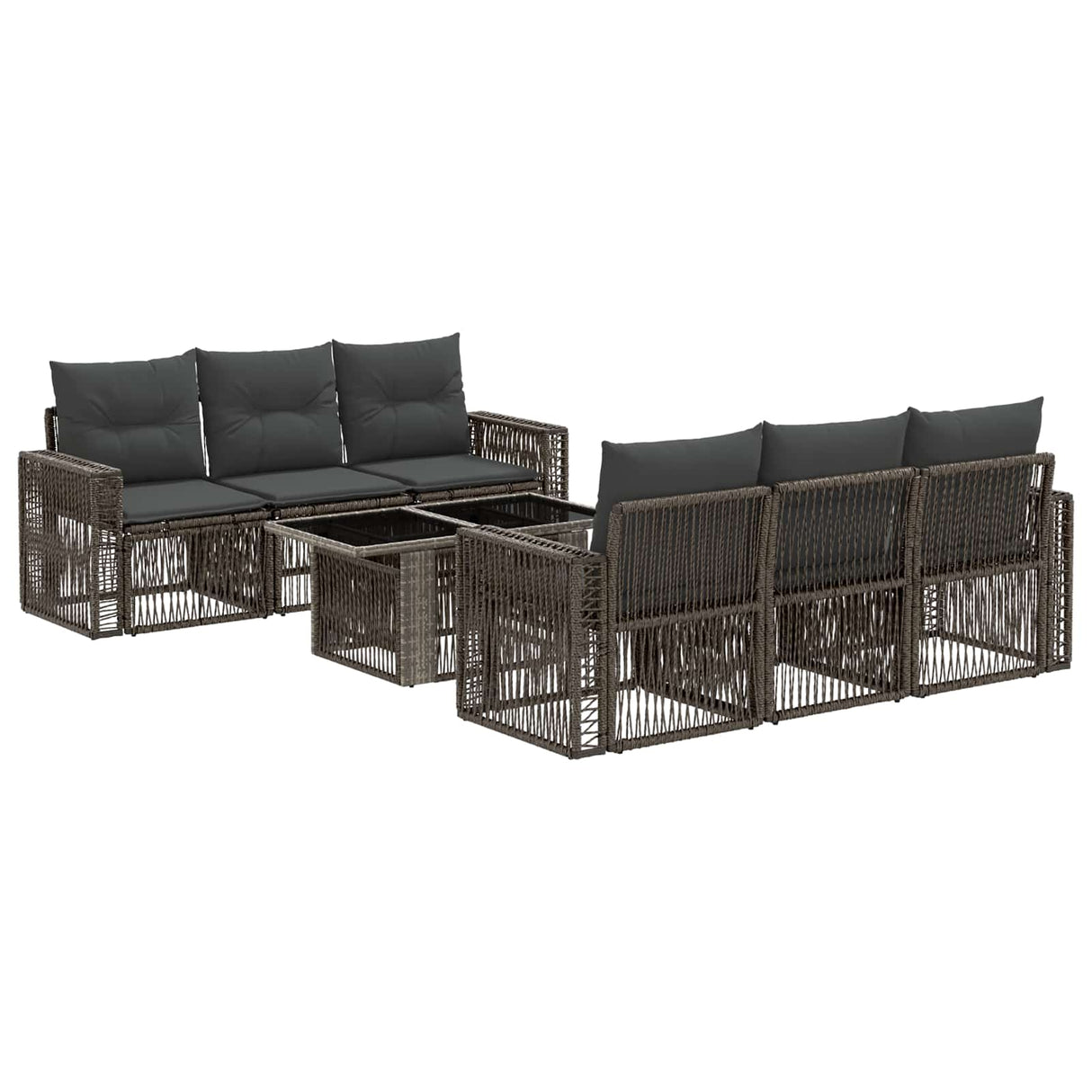 vidaXL Garden Sofa Set 7 pcs Black and Cream White Poly Rattan