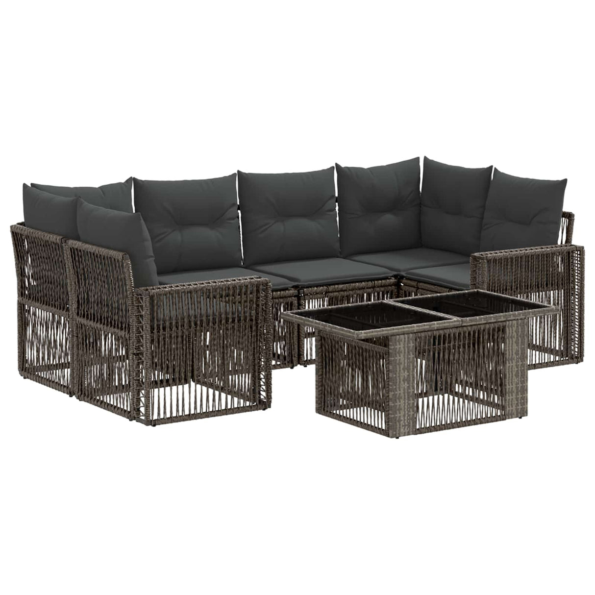 vidaXL Tuinbank Set 7 st Zwart en Crème Wit poly rattan