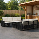 vidaXL Tuinbank Set 8 st Zwart en Crème Wit poly rattan