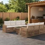 vidaXL Tuinbank Set 8 st Zwart en Crème Wit poly rattan