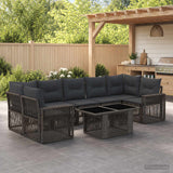 vidaXL Tuinbank Set 8 st Zwart en Crème Wit poly rattan