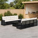 vidaXL Tuinbank Set 9 st Zwart en Crème Wit poly rattan