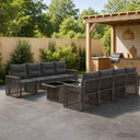 vidaXL Tuinbank Set 9 st Zwart en Crème Wit poly rattan