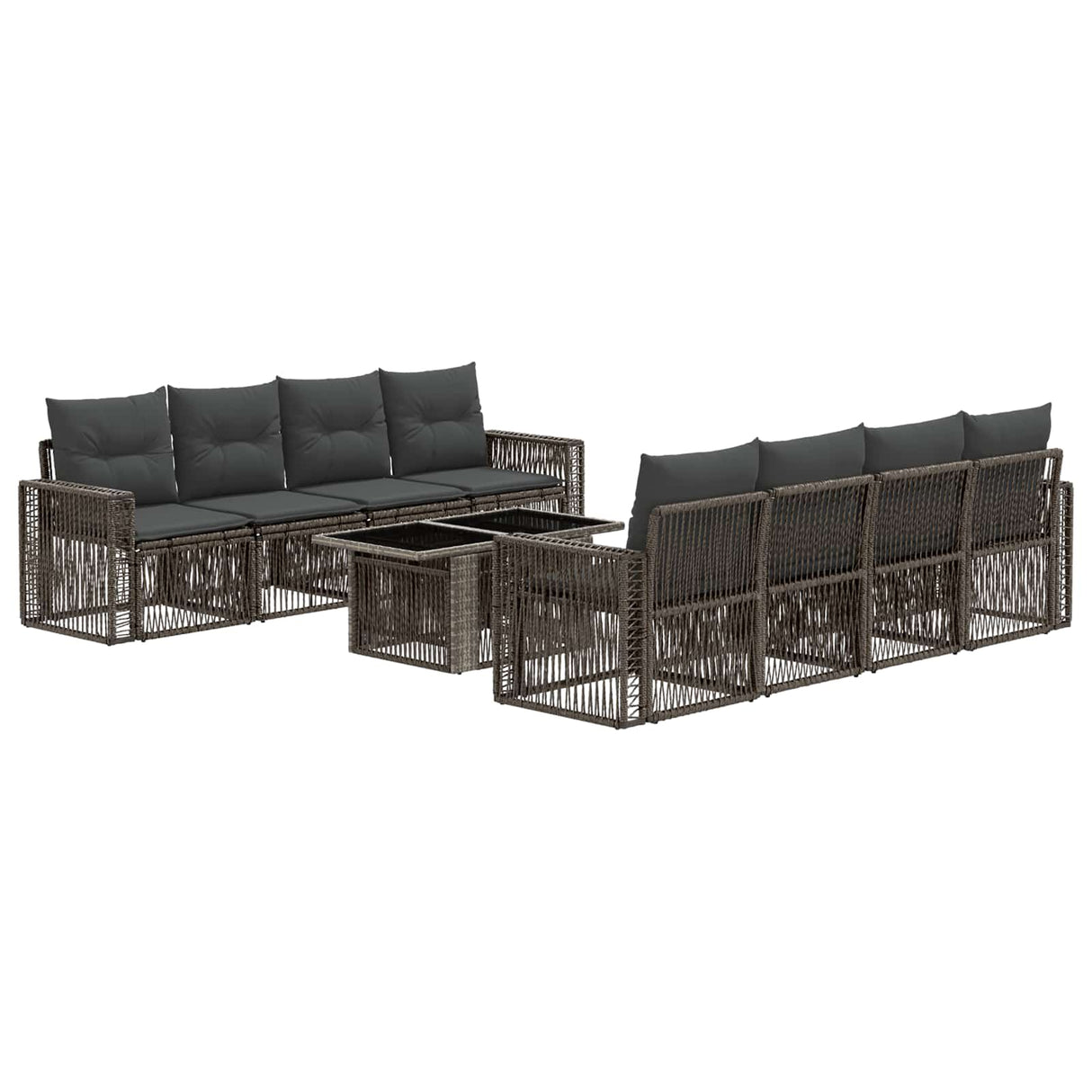vidaXL Tuinbank Set 9 st Zwart en Crème Wit poly rattan