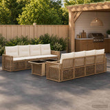 vidaXL Tuinbank Set 9 st Zwart en Crème Wit poly rattan