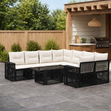 vidaXL Garden Lounge Set 9 pcs Black and Cream White poly rattan