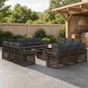 vidaXL Tuinbank Set 13 st Zwart en Crème Wit poly rattan