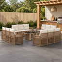 vidaXL Tuinbank Set 13 st Zwart en Crème Wit poly rattan
