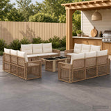vidaXL Tuinbank Set 13 st Zwart en Crème Wit poly rattan