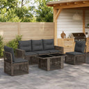 vidaXL Tuinbank Set 6 st Zwart en Crème Wit poly rattan
