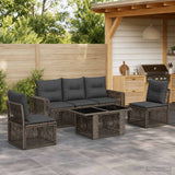 vidaXL Tuinbank Set 6 st Zwart en Crème Wit poly rattan