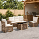 vidaXL Tuinbank Set 6 st Zwart en Crème Wit poly rattan