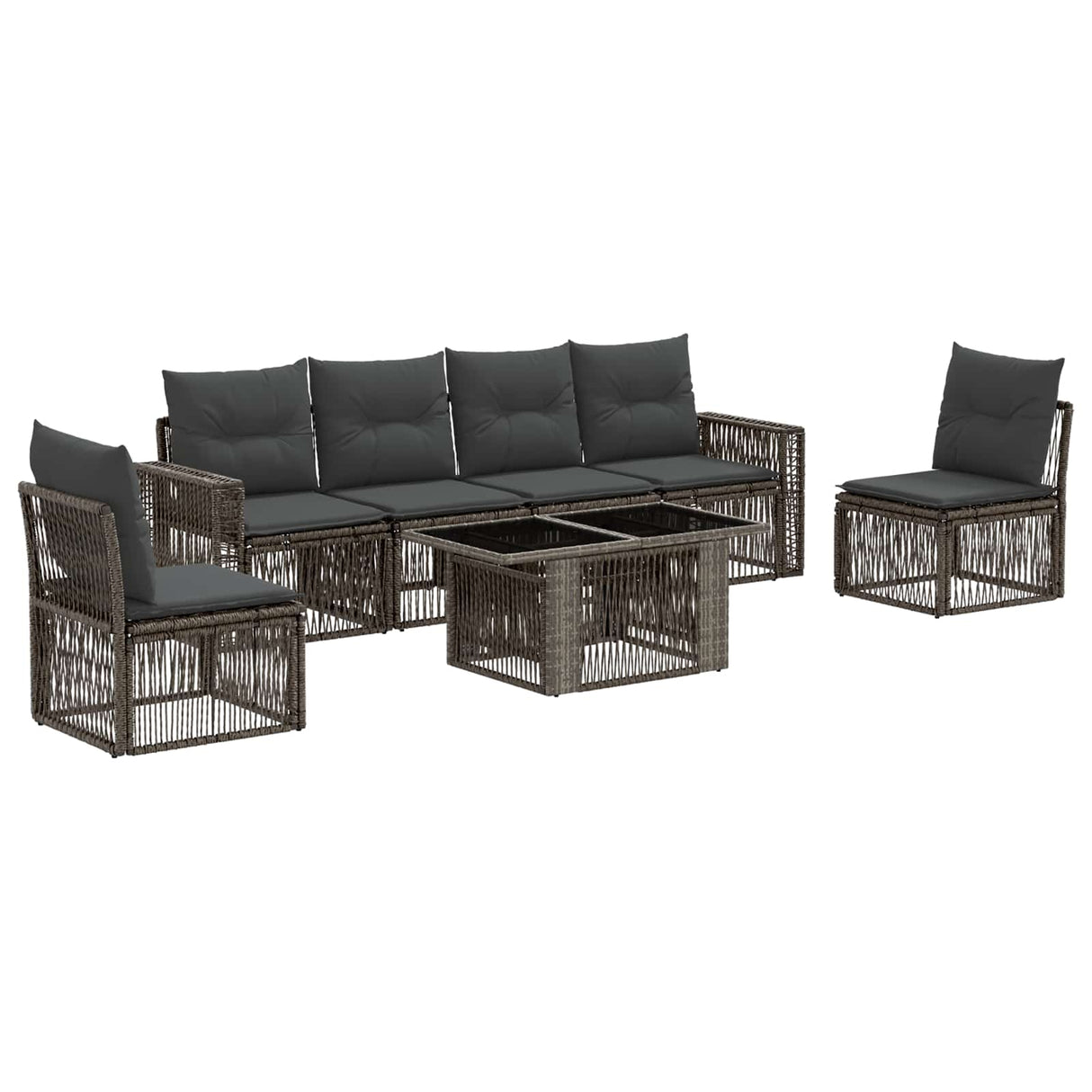 vidaXL Tuinbank Set 7 st Zwart en Crème Wit poly rattan